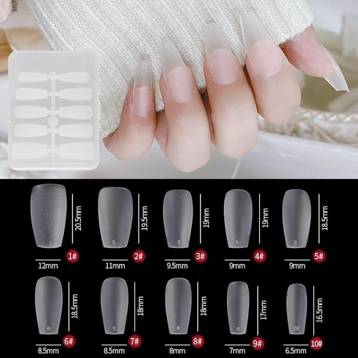 Soft Gel Nail Tips,100 PCS Matte No File Full Cover Acrylic Nail Tips, Pre-Shaped Natural French False Press On Nails for Women and Girls Nail Art. 5 Sizes - Image 4
